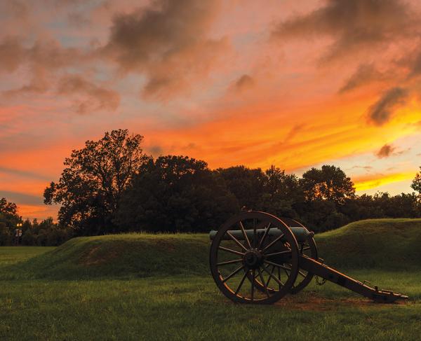 Vicksburg National Military Park at sunset